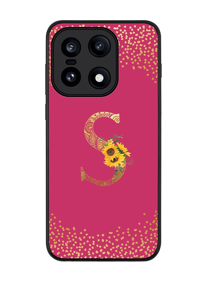 For OnePlus 15 Case,Slim fit Camera Protection, Shockproof Thin Phone cover - Custom Floral Monogram - S ( Deep Pink )